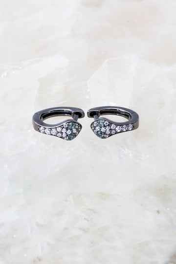 black rhodium snake huggie earrings